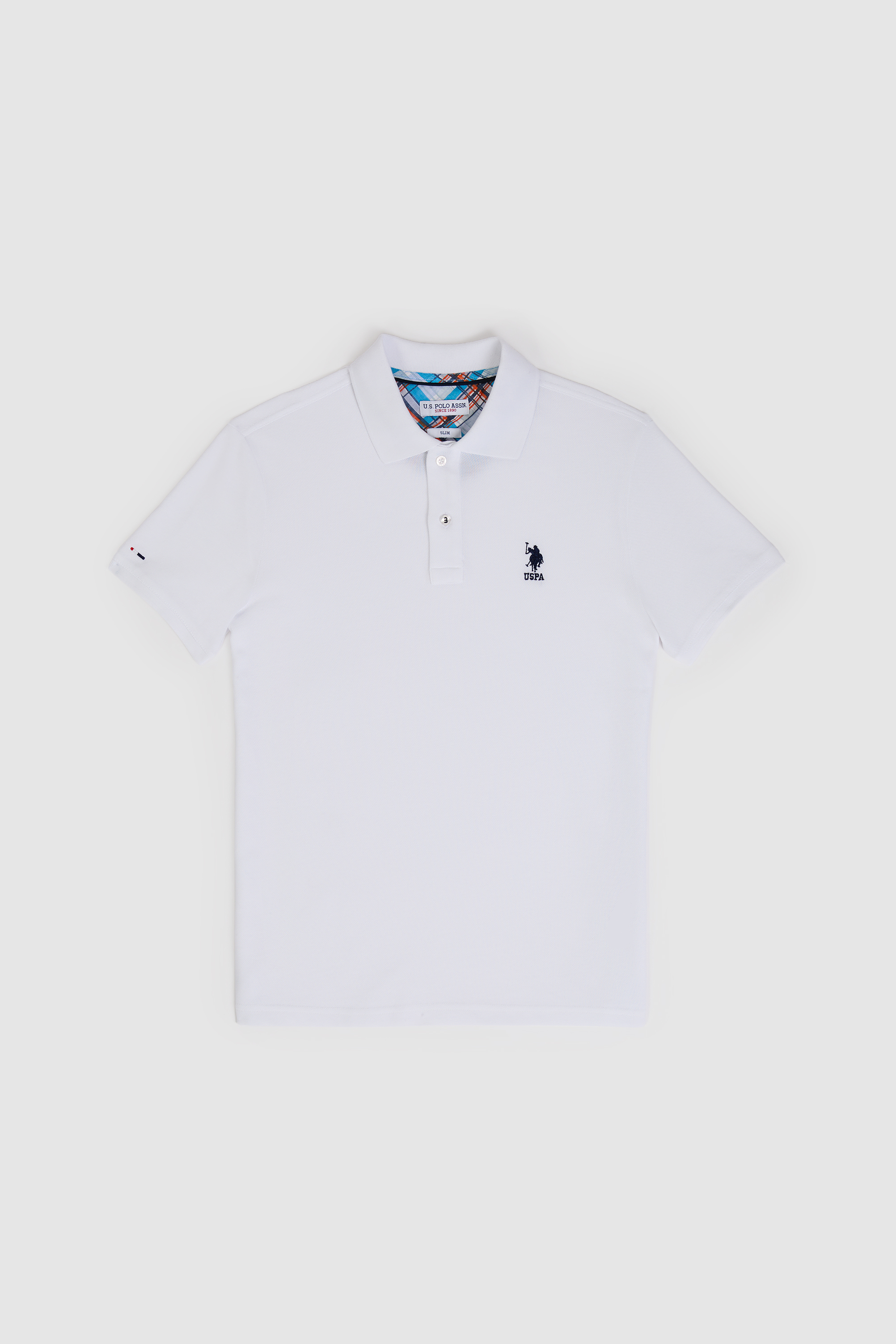Erkek Slim Fit Polo Yaka Beyaz Basic Tişört - 50324998007