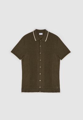 Erkek Regular Fit Polo Yaka Koyu Haki Kazak - 50320051020