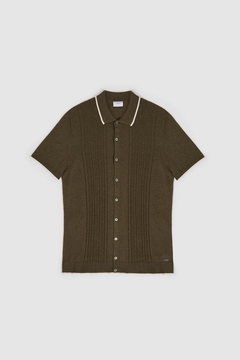 Erkek Regular Fit Polo Yaka Koyu Haki Kazak - 50320051020