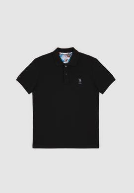Erkek Slim Fit Polo Yaka Siyah Basic Tişört - 50322304172