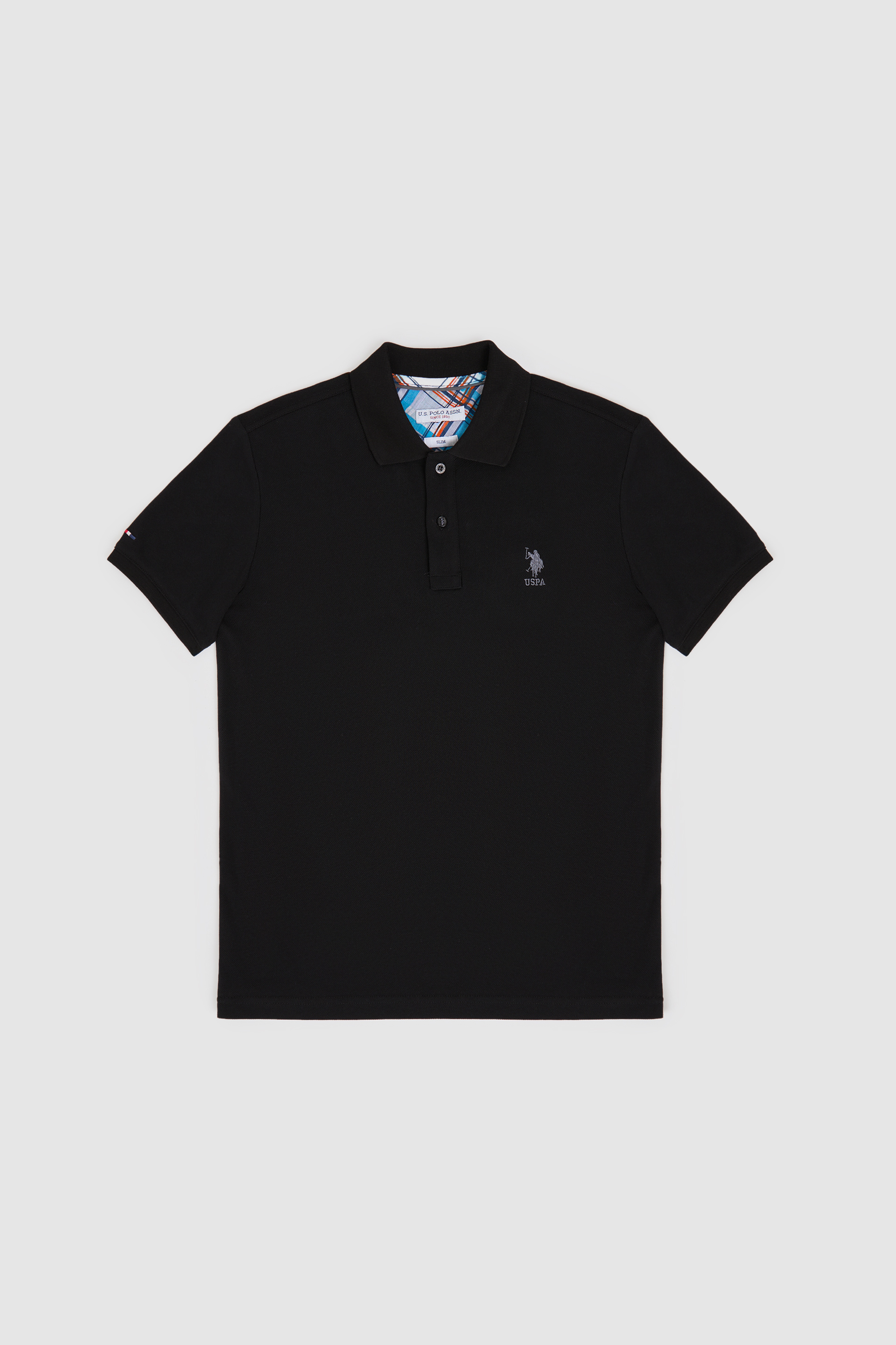 Erkek Slim Fit Polo Yaka Siyah Basic Tişört - Image 6