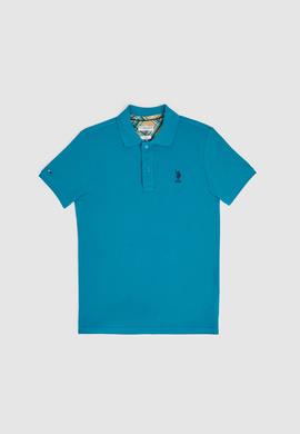 Erkek Slim Fit Polo Yaka Petrol Basic Tişört - 50322304273