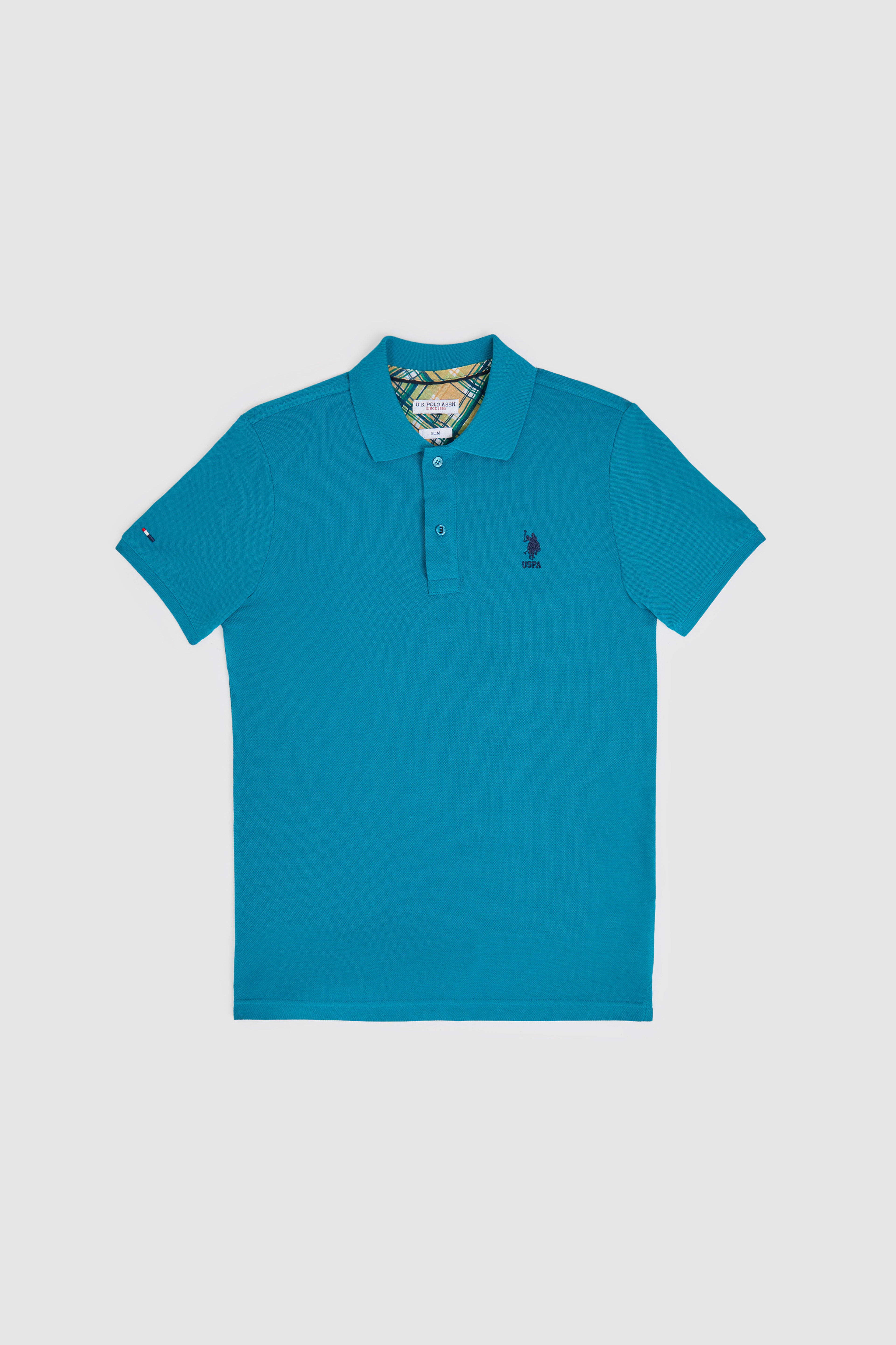 Erkek Slim Fit Polo Yaka Petrol Basic Tişört