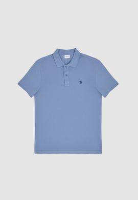 Erkek Slim Fit Polo Yaka İndigo Basic Tişört - 50322347043