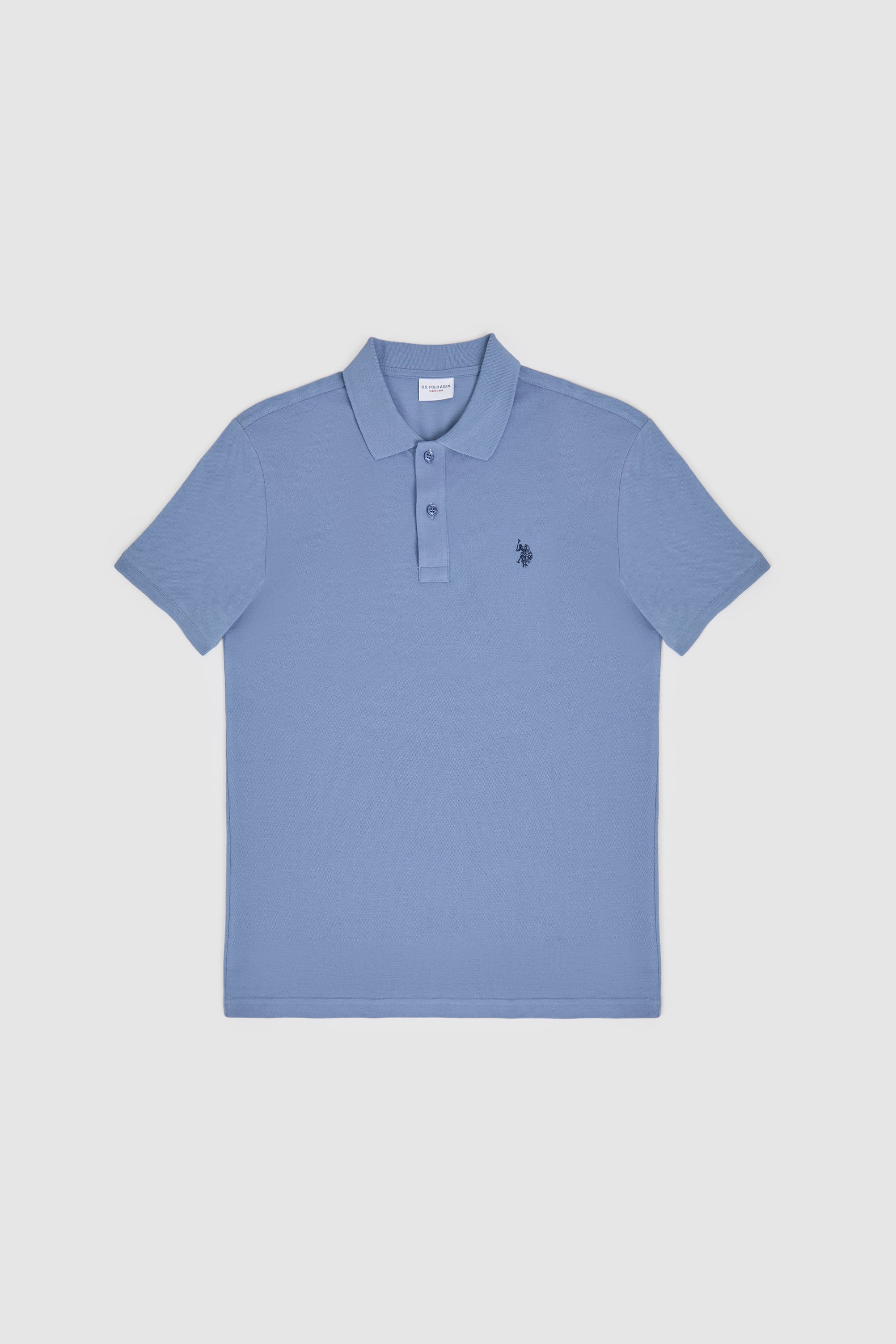 Erkek Slim Fit Polo Yaka İndigo Basic Tişört - Image 6