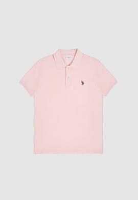 Erkek Slim Fit Polo Yaka Açık Pembe Basic Tişört - 50322347139