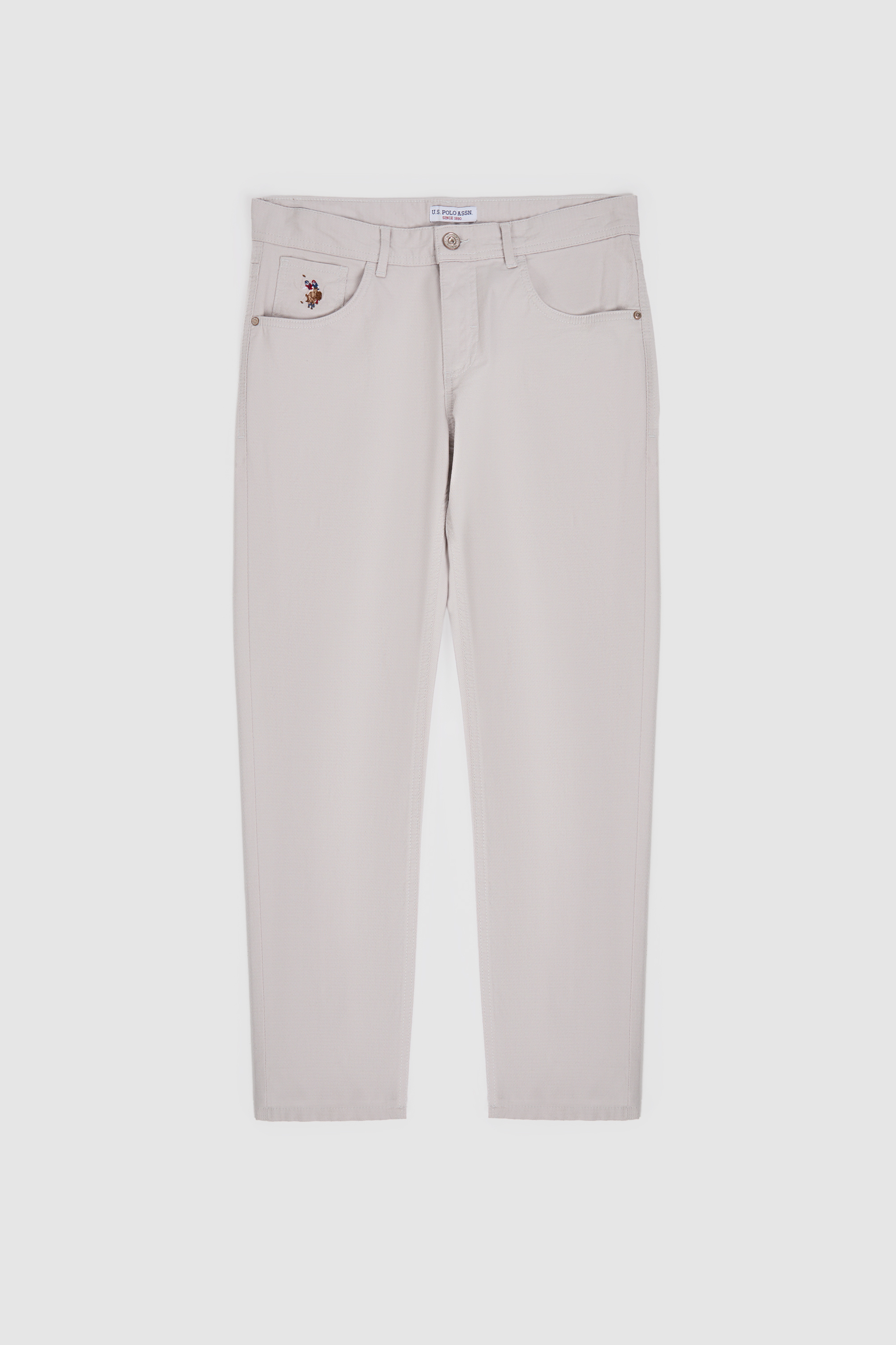 Erkek Slim Fit Açık Gri Kanvas Pantolon