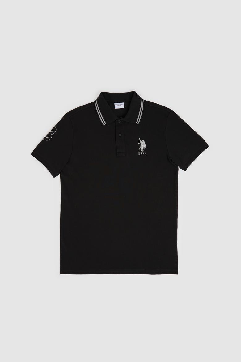 Erkek Siyah Slim Fit Polo Yaka Basic Tişört - 50322384043