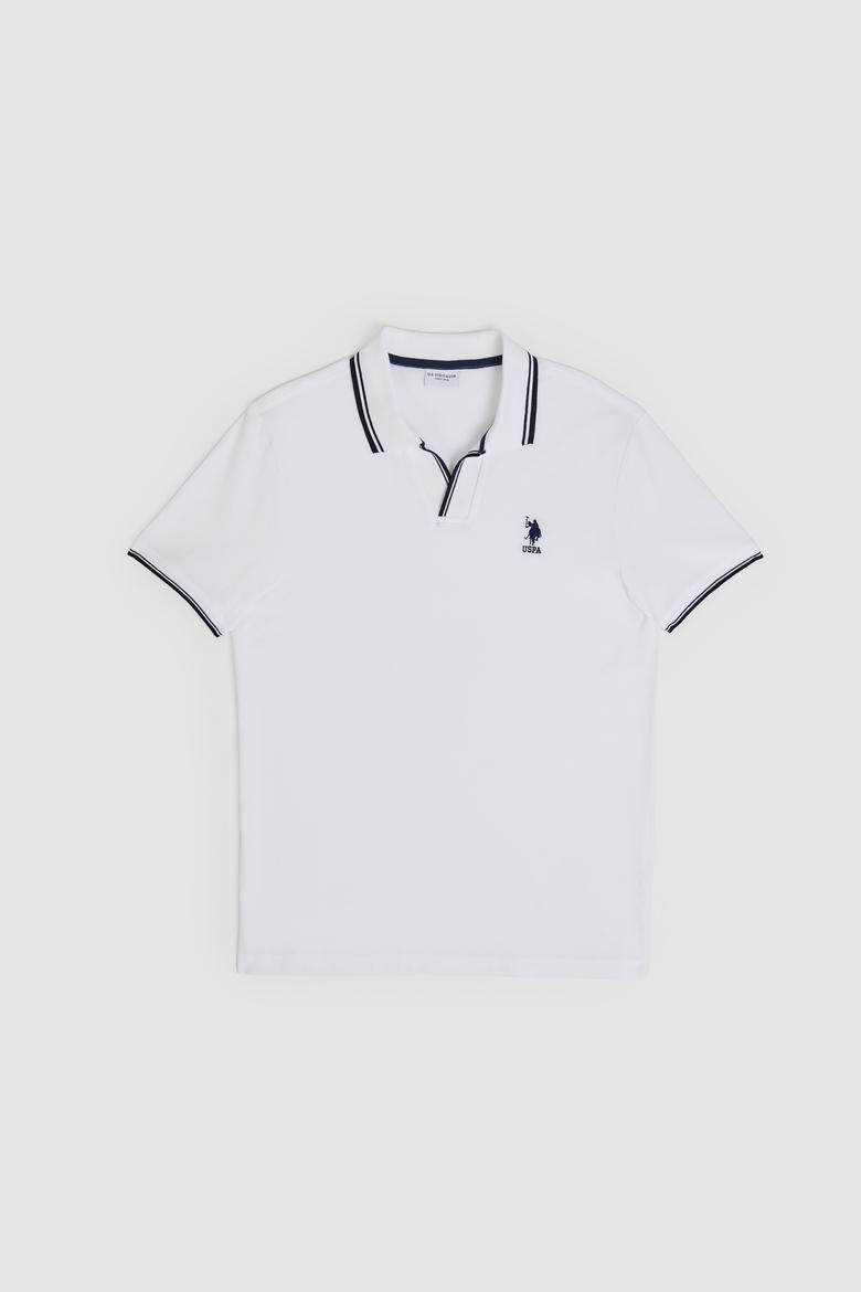 Erkek Slim Fit Polo Yaka Beyaz Tişört - 50323894001