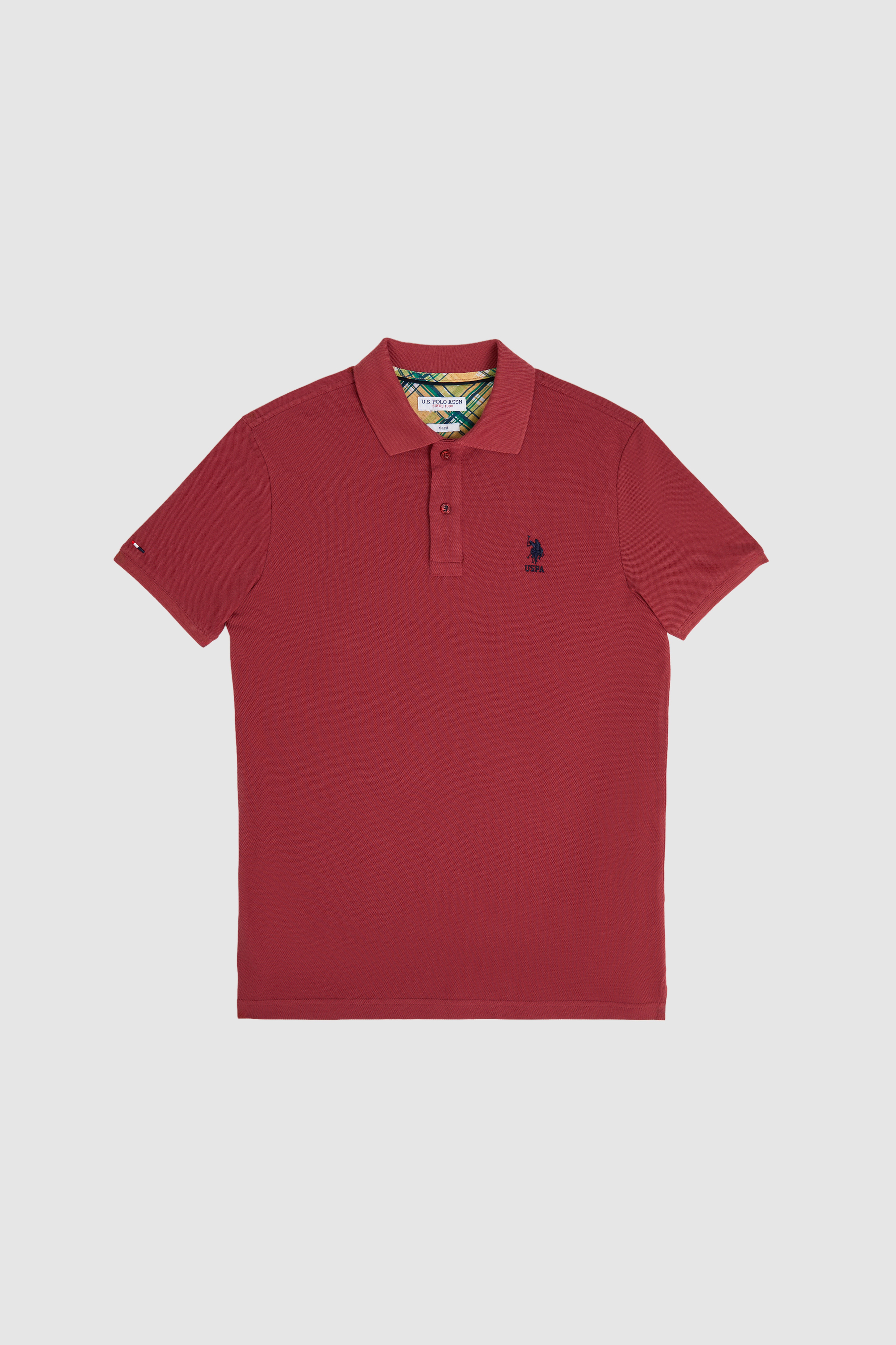 Erkek Slim Fit Polo Yaka Vişne Basic Tişört