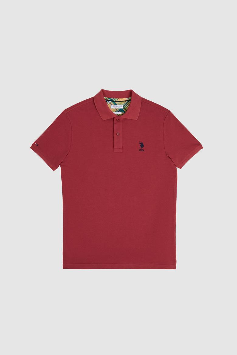 Erkek Slim Fit Polo Yaka Vişne Basic Tişört - 50324998021