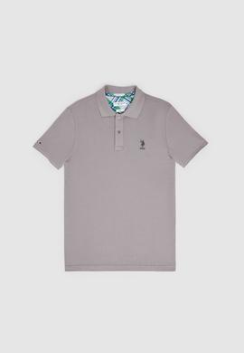 Erkek Slim Fit Polo Yaka Gri Basic Tişört - 50322304047