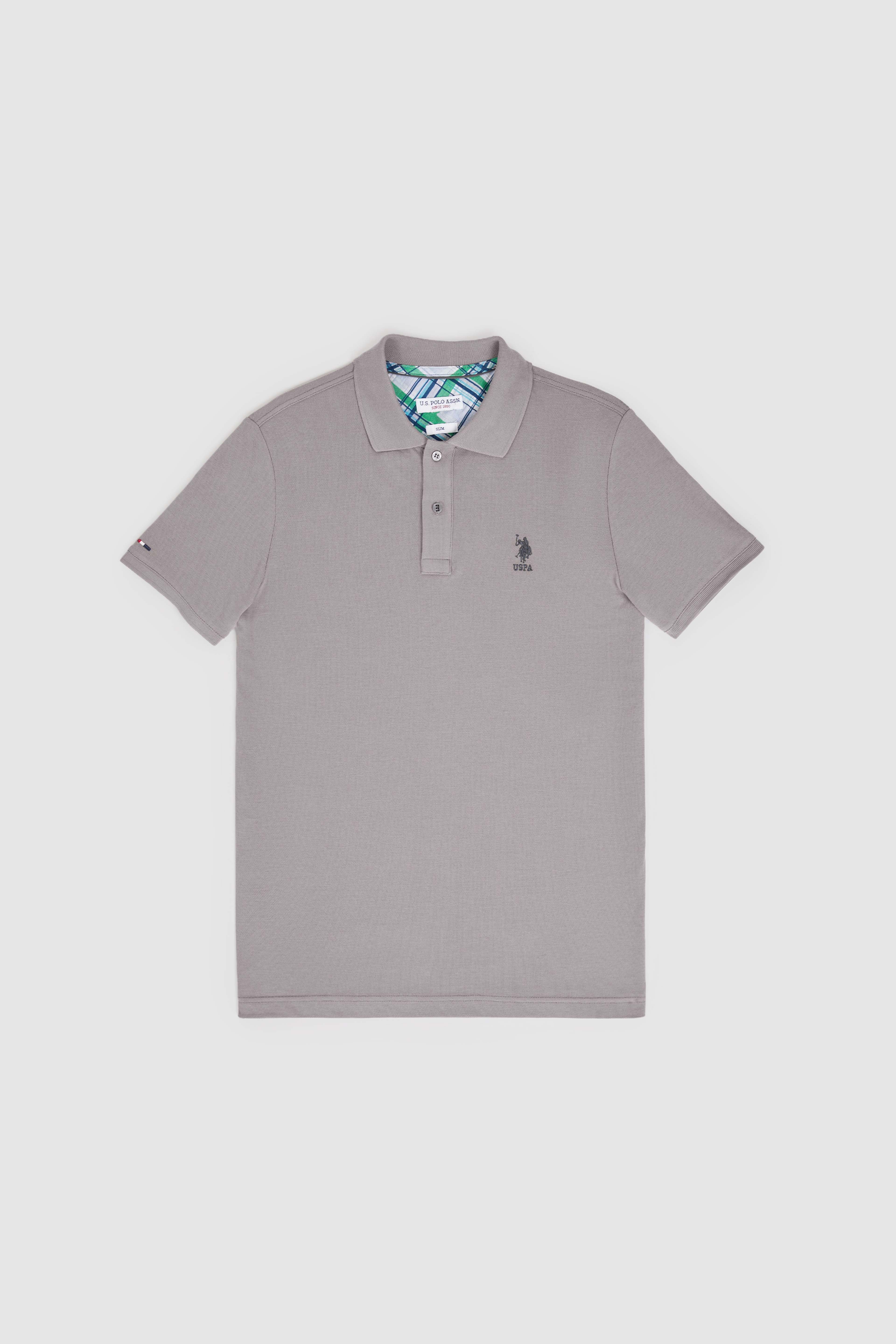 Erkek Slim Fit Polo Yaka Gri Basic Tişört