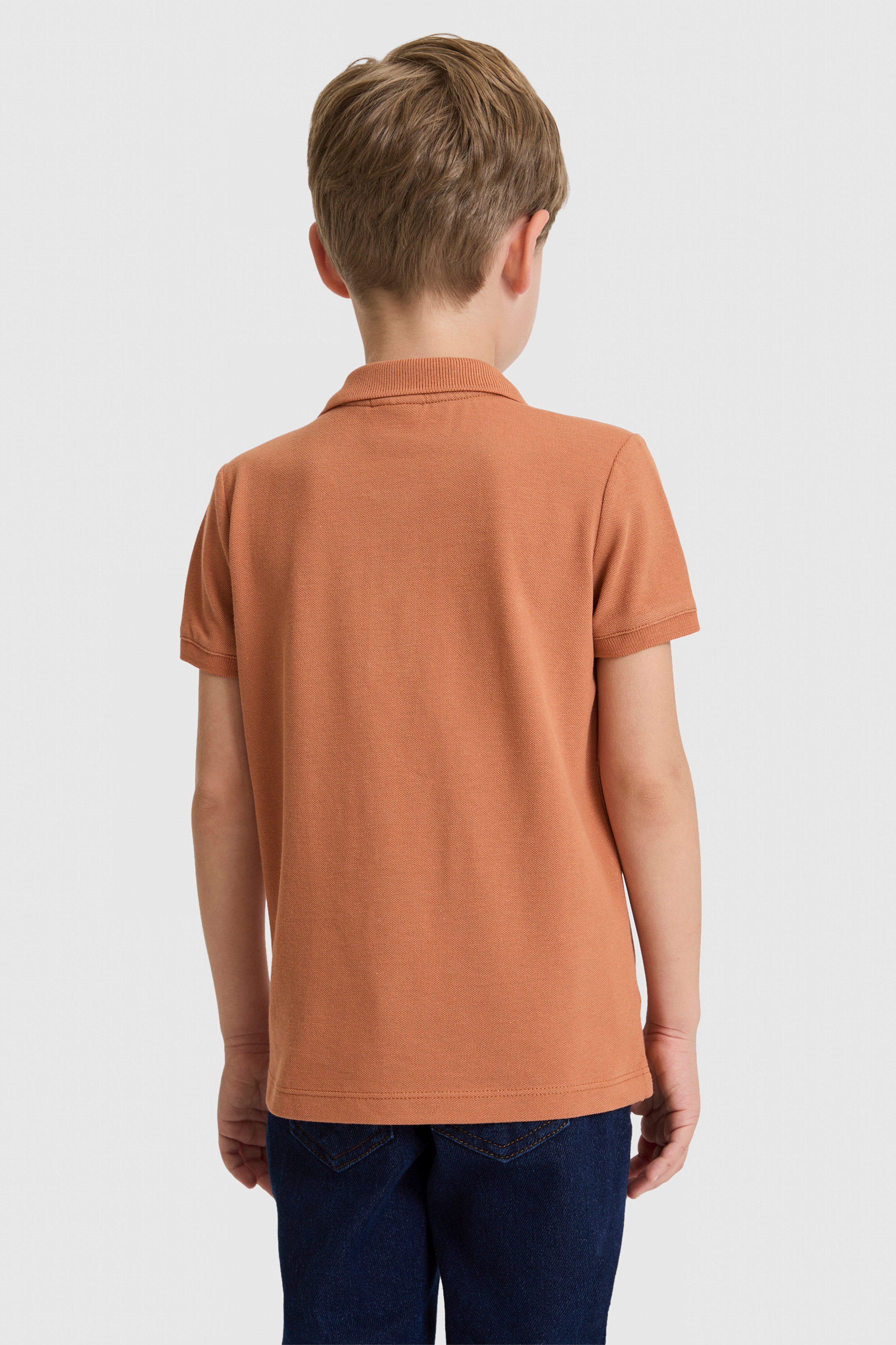 Erkek Çocuk Gül Kurusu Polo Yaka Basic Tişört - Image 5