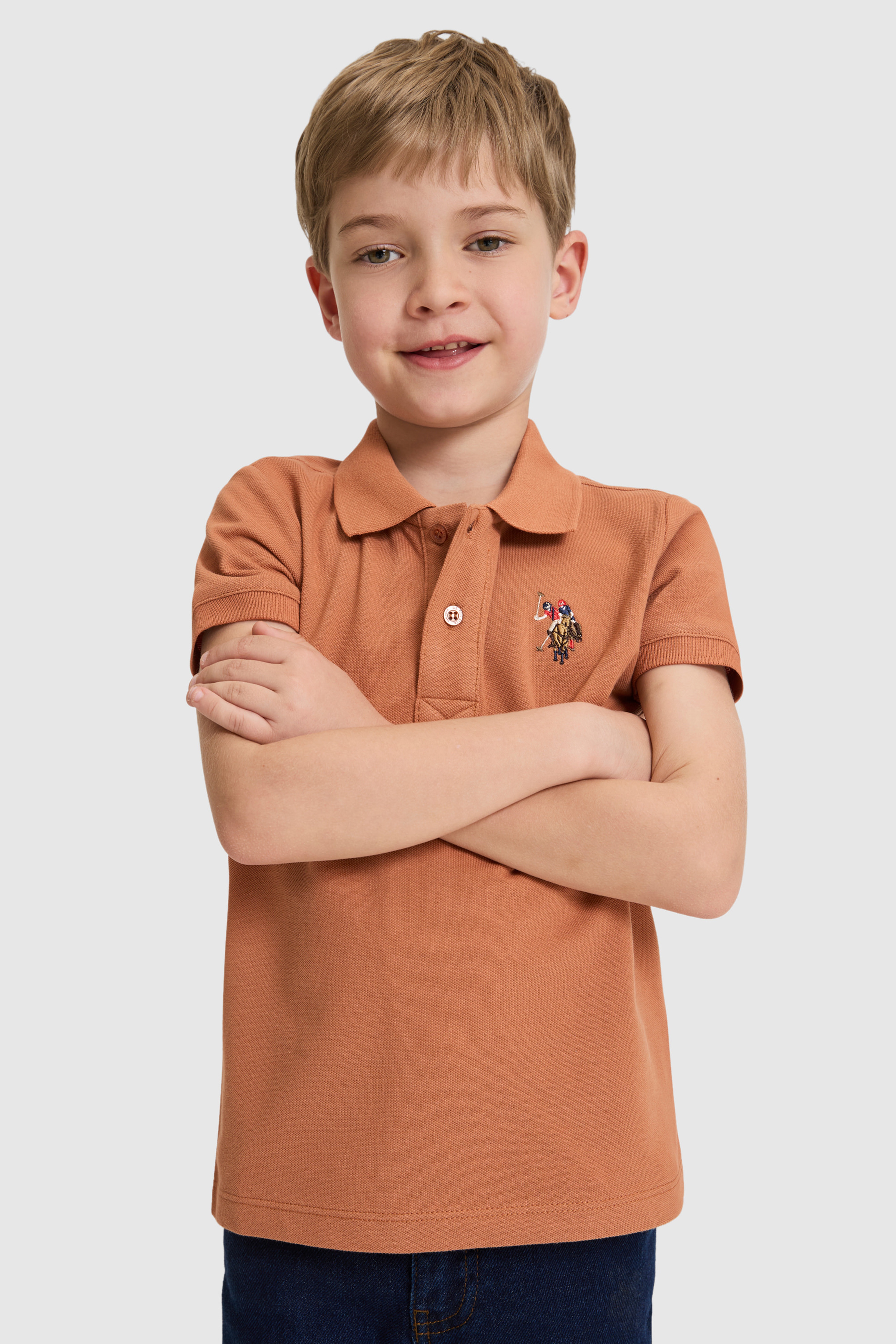 Erkek Çocuk Gül Kurusu Polo Yaka Basic Tişört