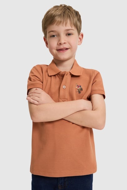Erkek Çocuk Gül Kurusu Polo Yaka Basic Tişört