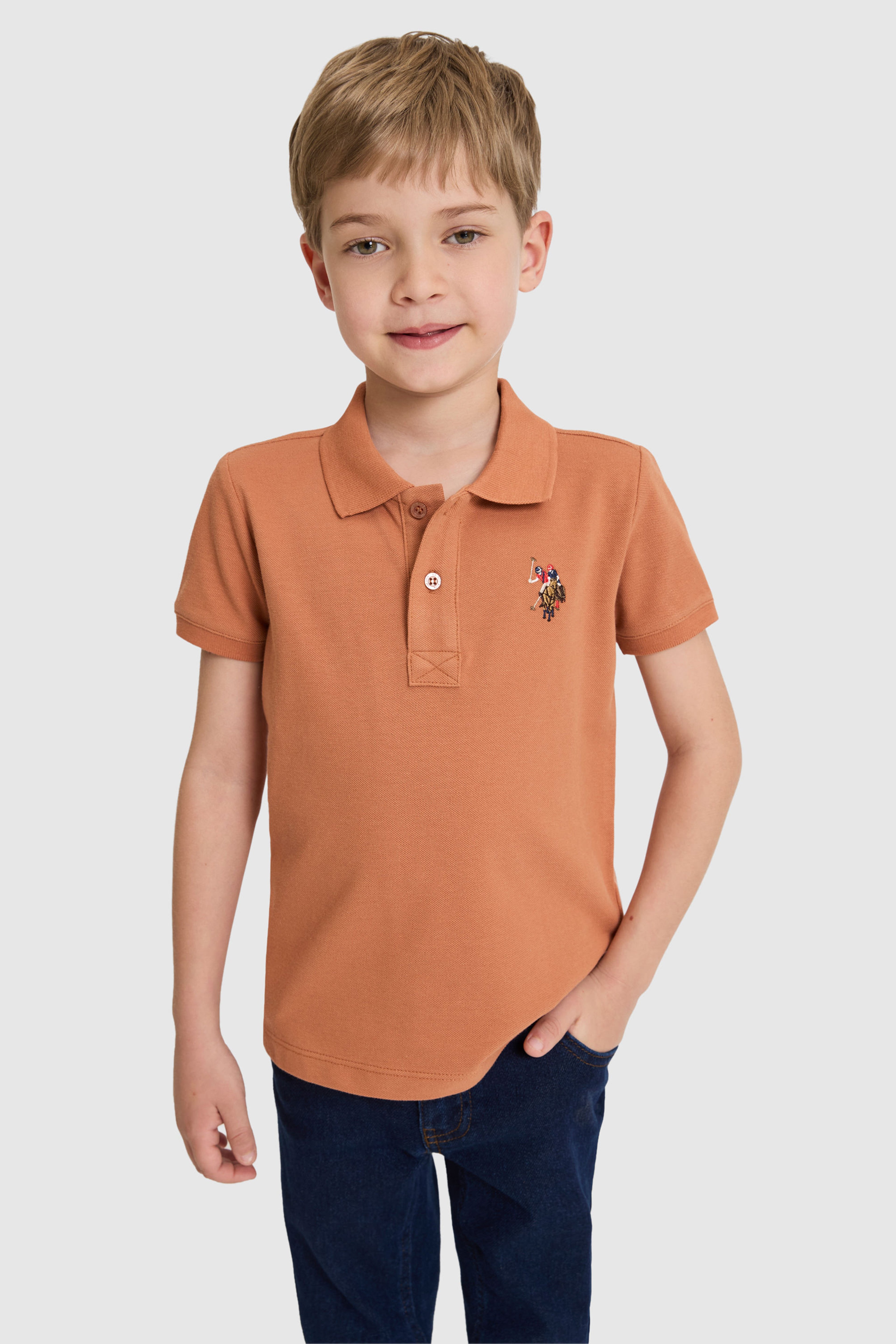 Erkek Çocuk Gül Kurusu Polo Yaka Basic Tişört - Image 1