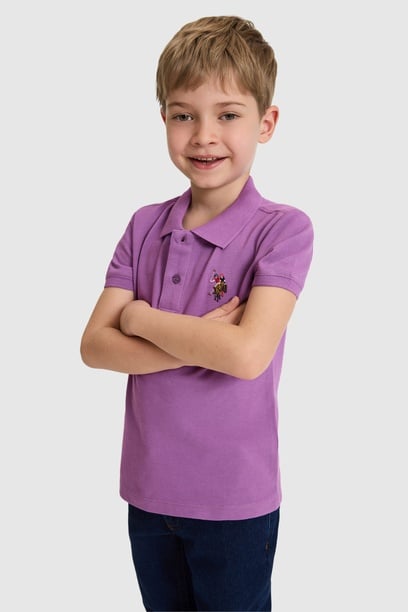 Erkek Çocuk Menekşe Polo Yaka Basic Tişört