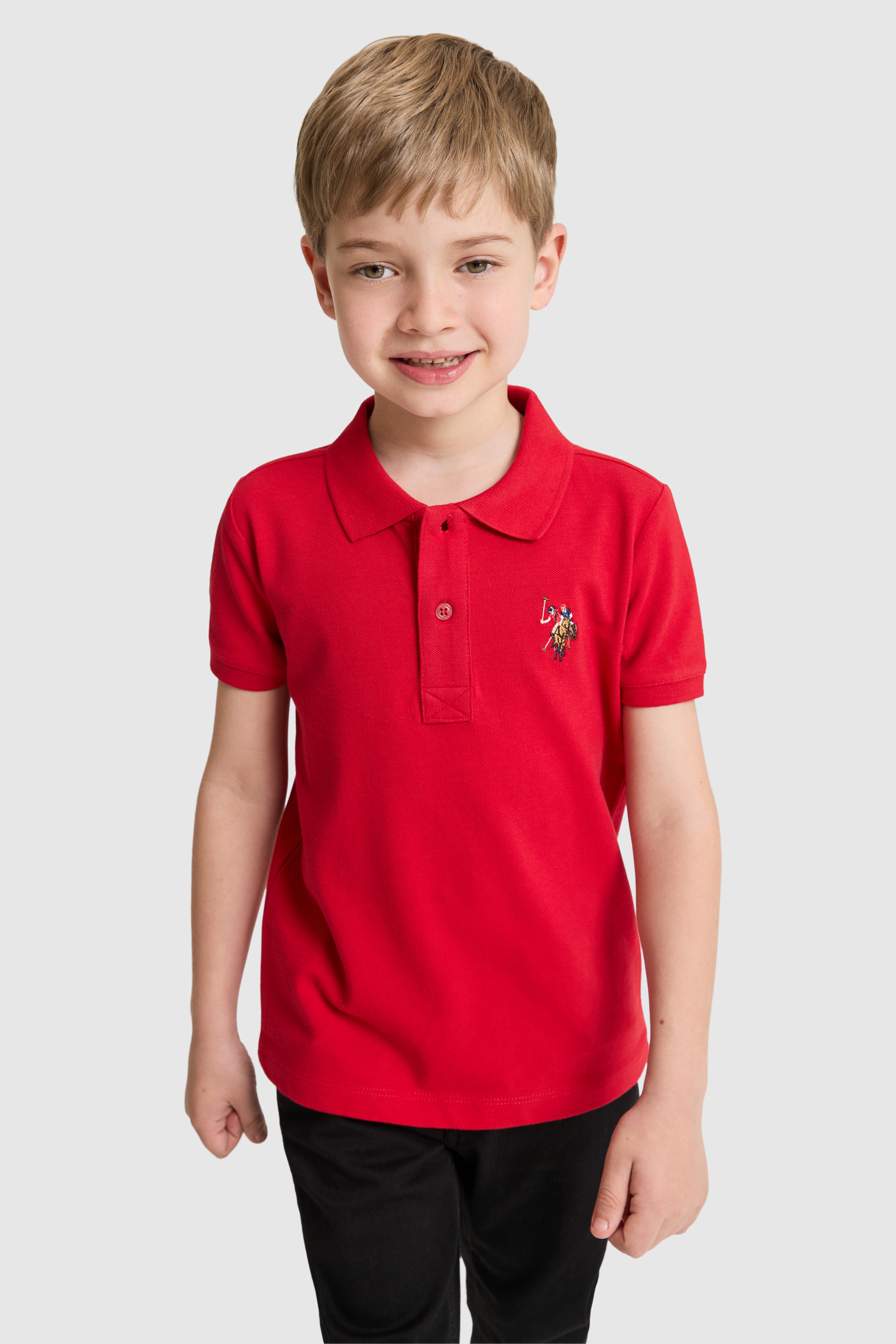 Erkek Çocuk Kırmızı Polo Yaka Basic Tişört - Image 3