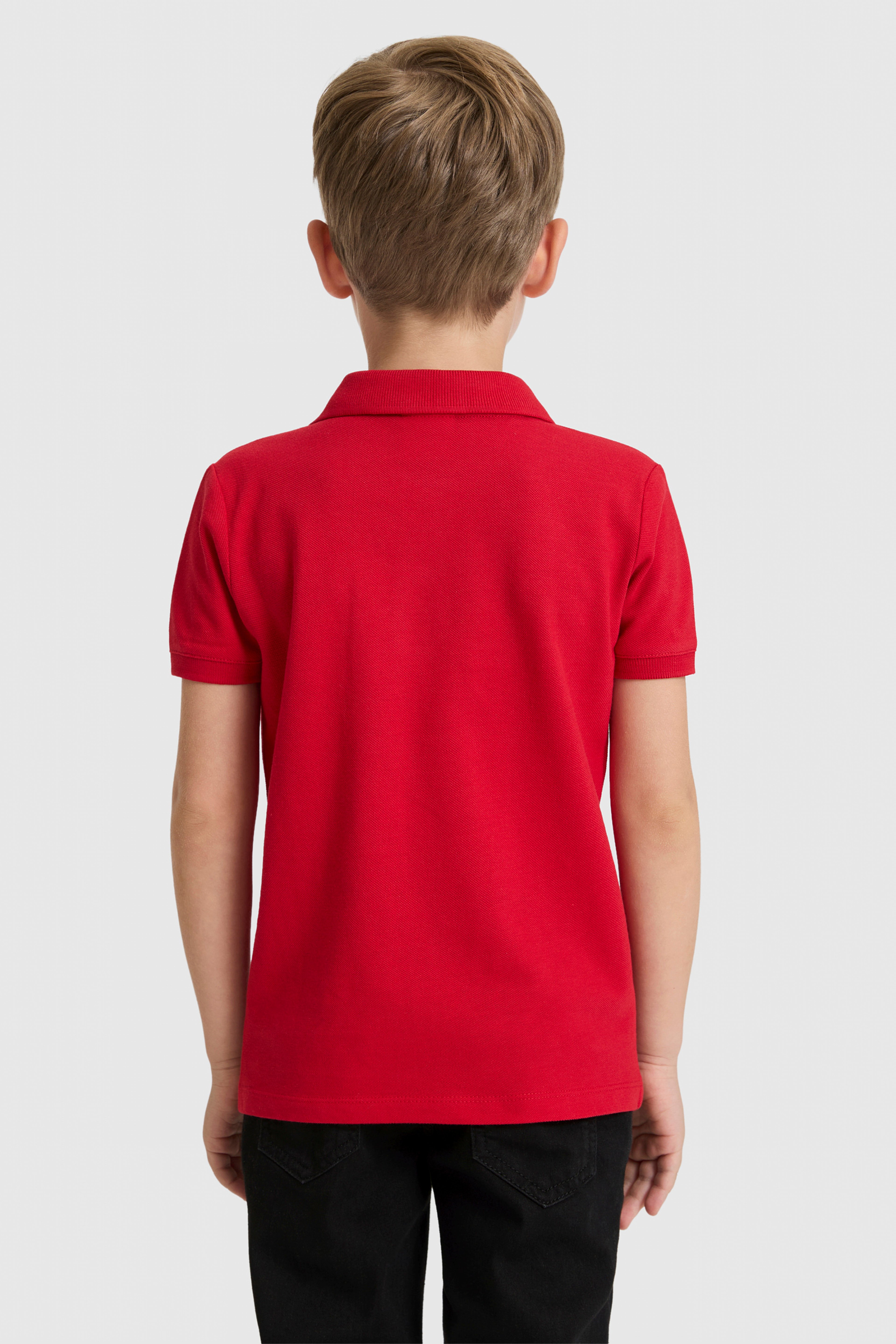 Erkek Çocuk Kırmızı Polo Yaka Basic Tişört - Image 5