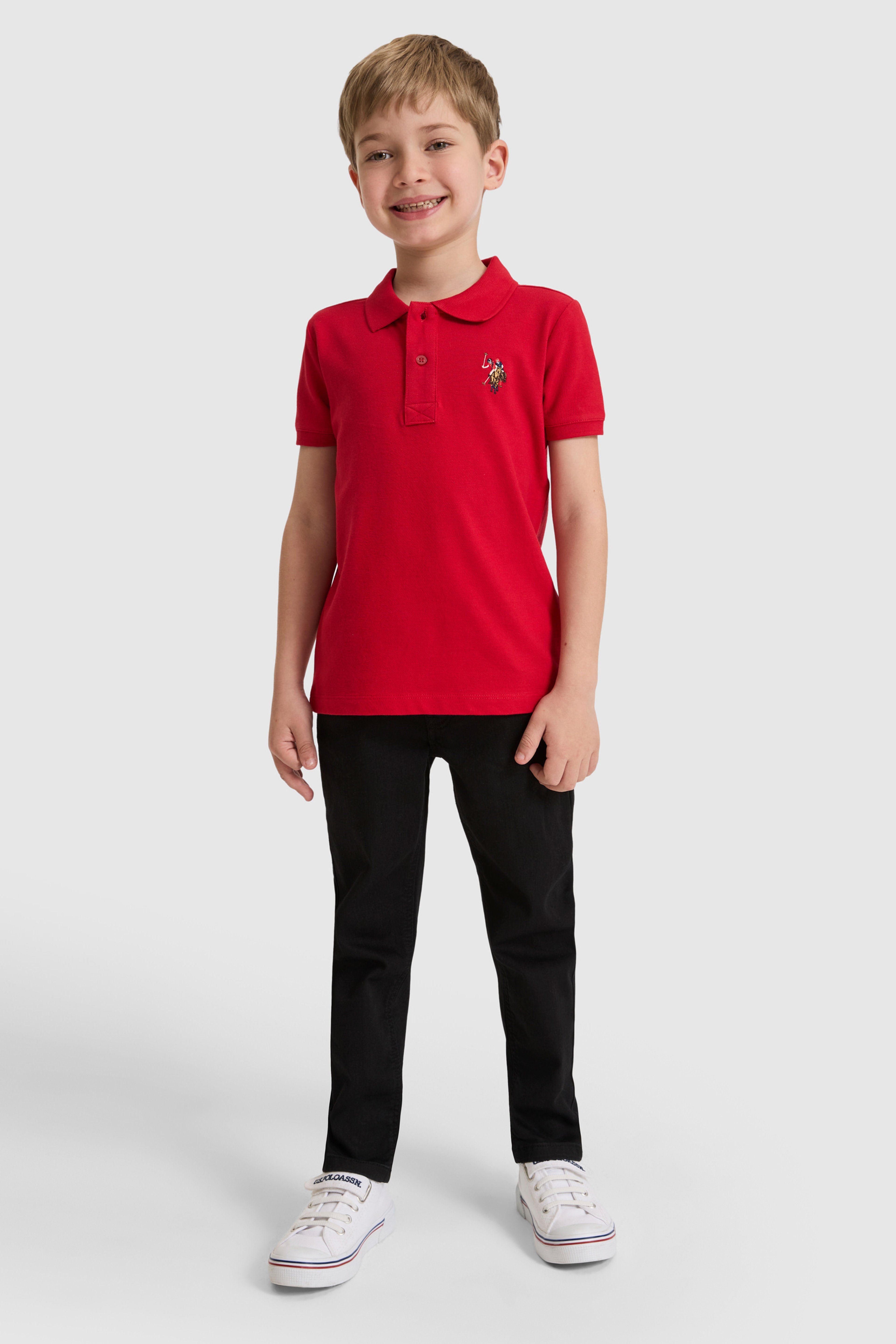 Erkek Çocuk Kırmızı Polo Yaka Basic Tişört - Image 4
