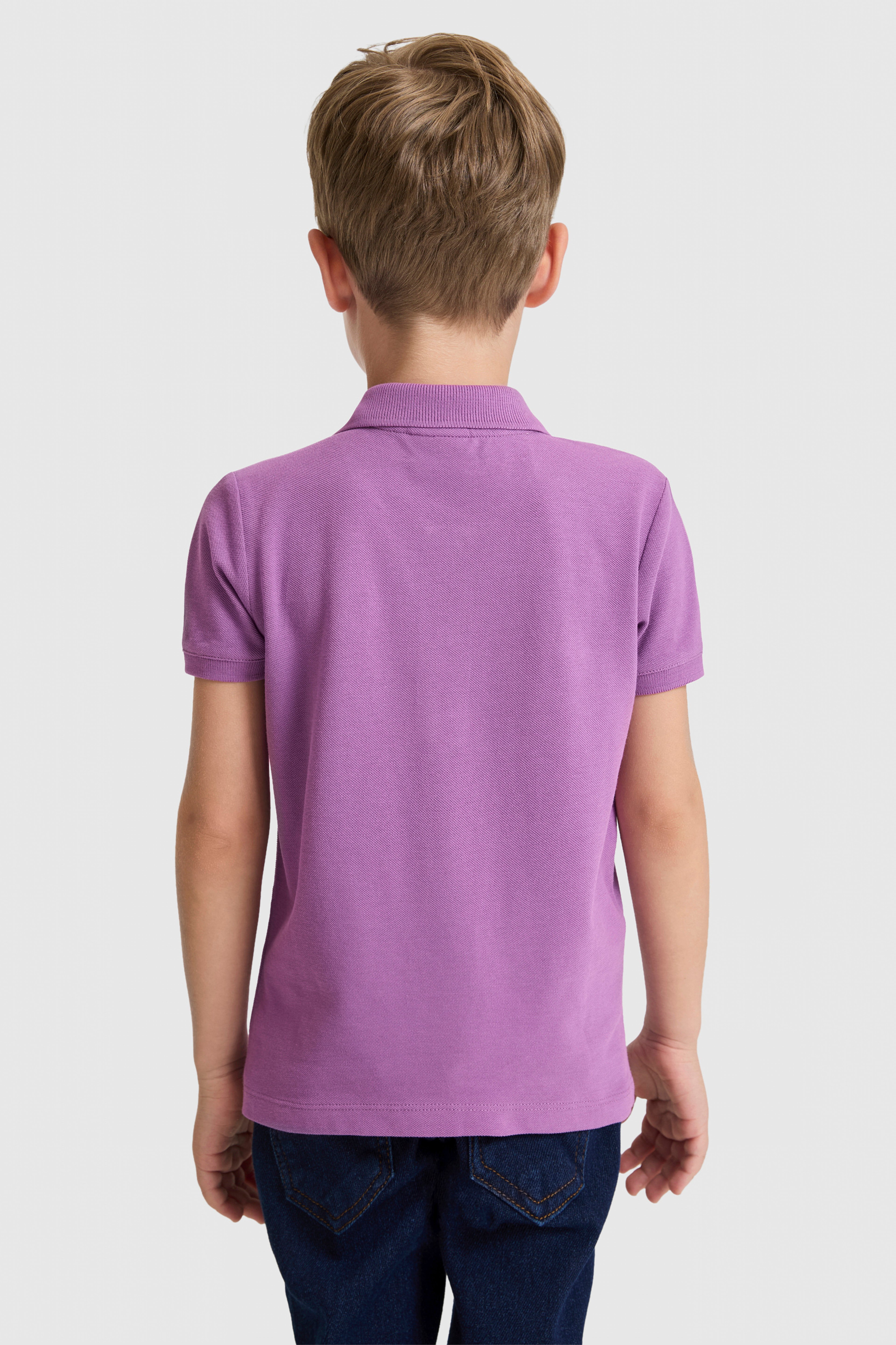 Erkek Çocuk Menekşe Polo Yaka Basic Tişört - Image 5