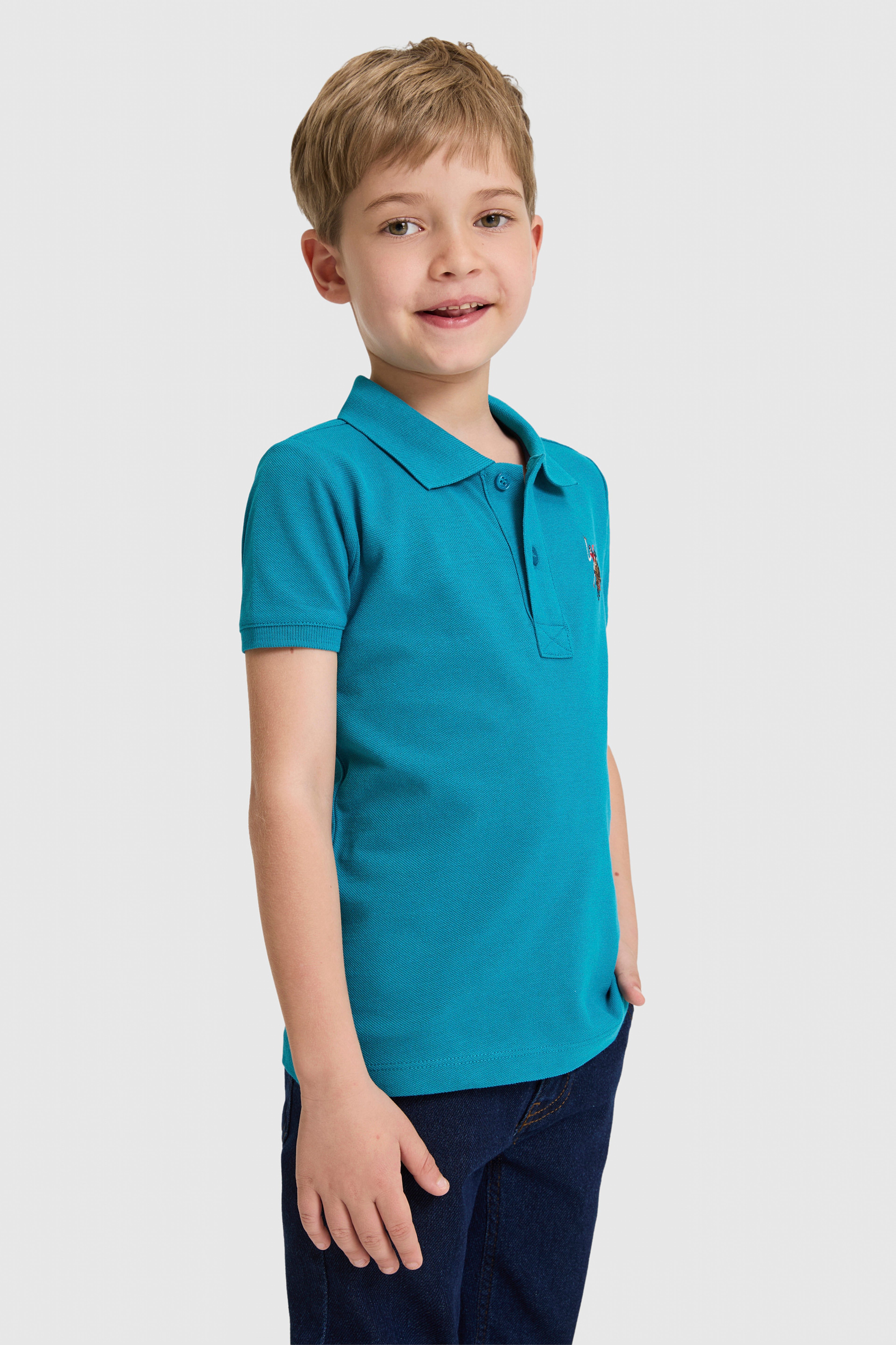 Erkek Çocuk Petrol Polo Yaka Basic Tişört