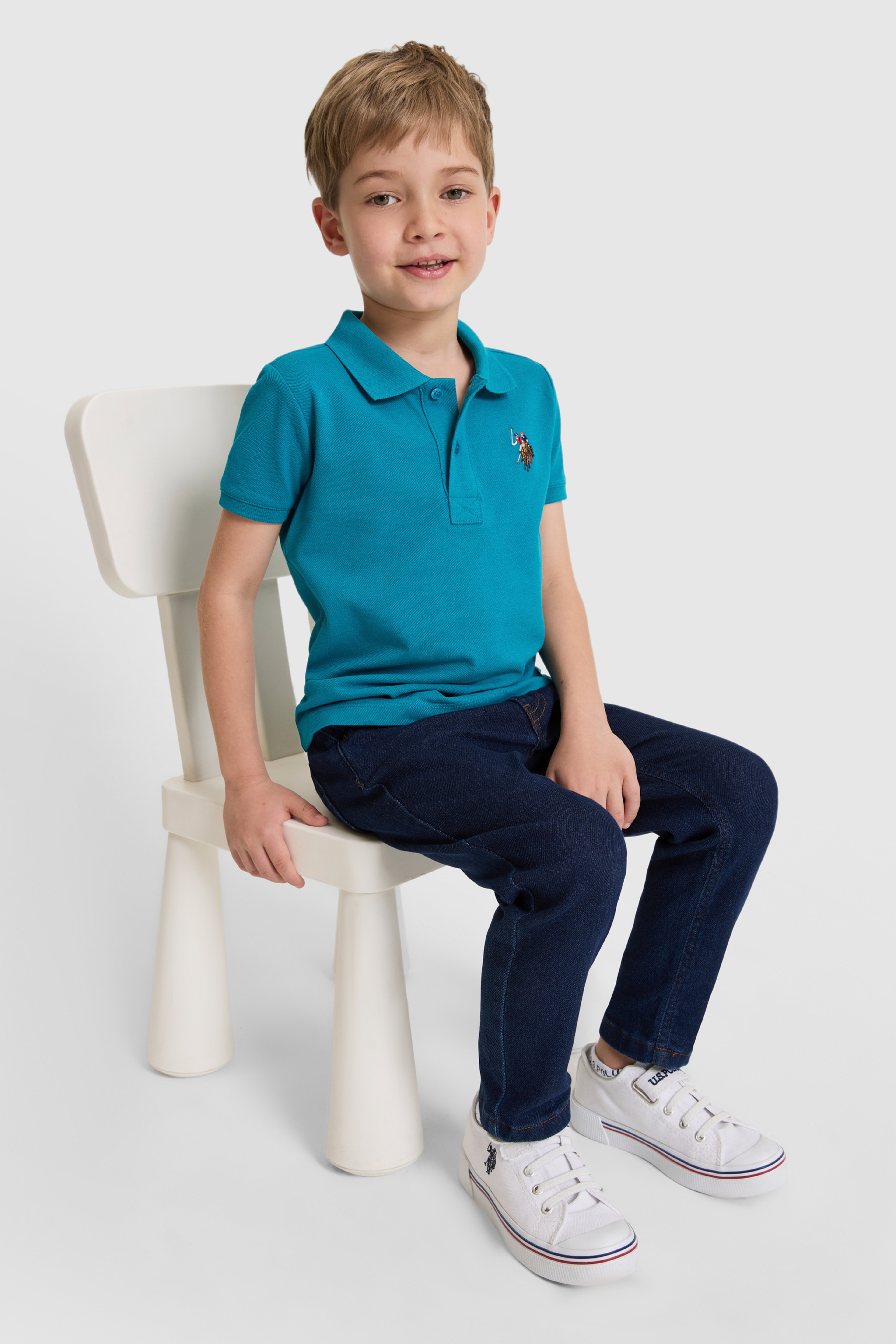 Erkek Çocuk Petrol Polo Yaka Basic Tişört