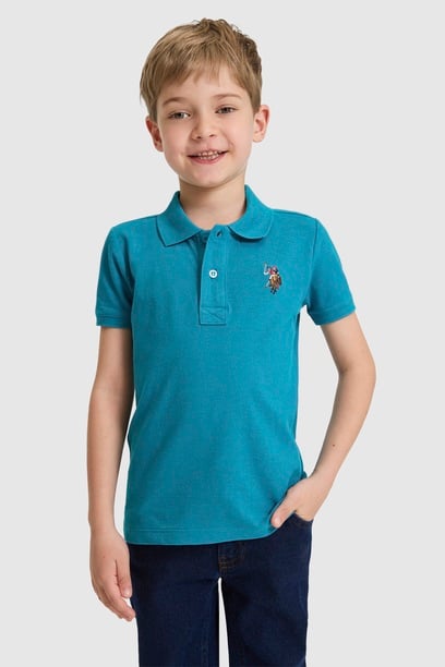 Erkek Çocuk Petrol Polo Yaka Basic Tişört