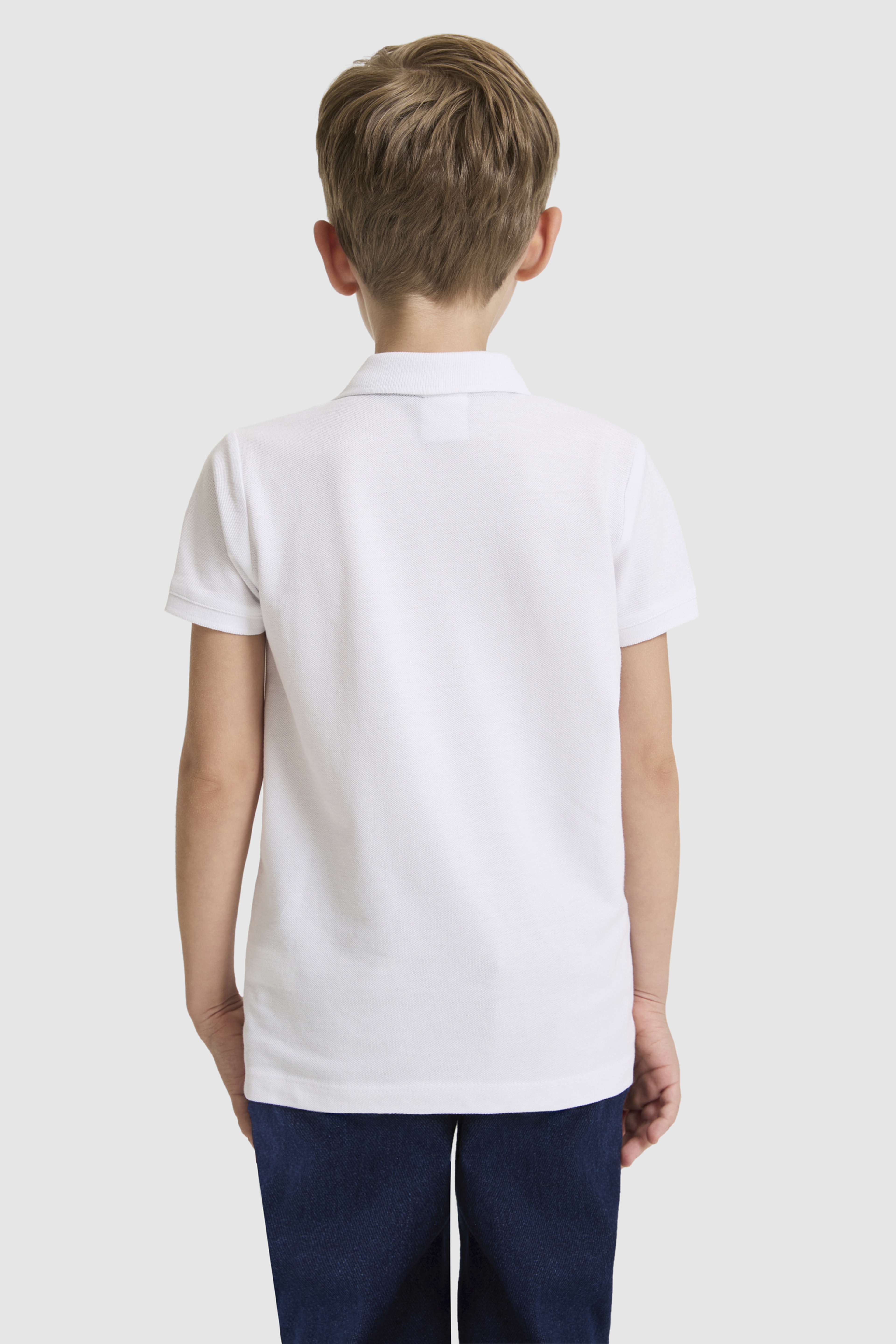 Erkek Çocuk Beyaz Polo Yaka Basic Tişört
