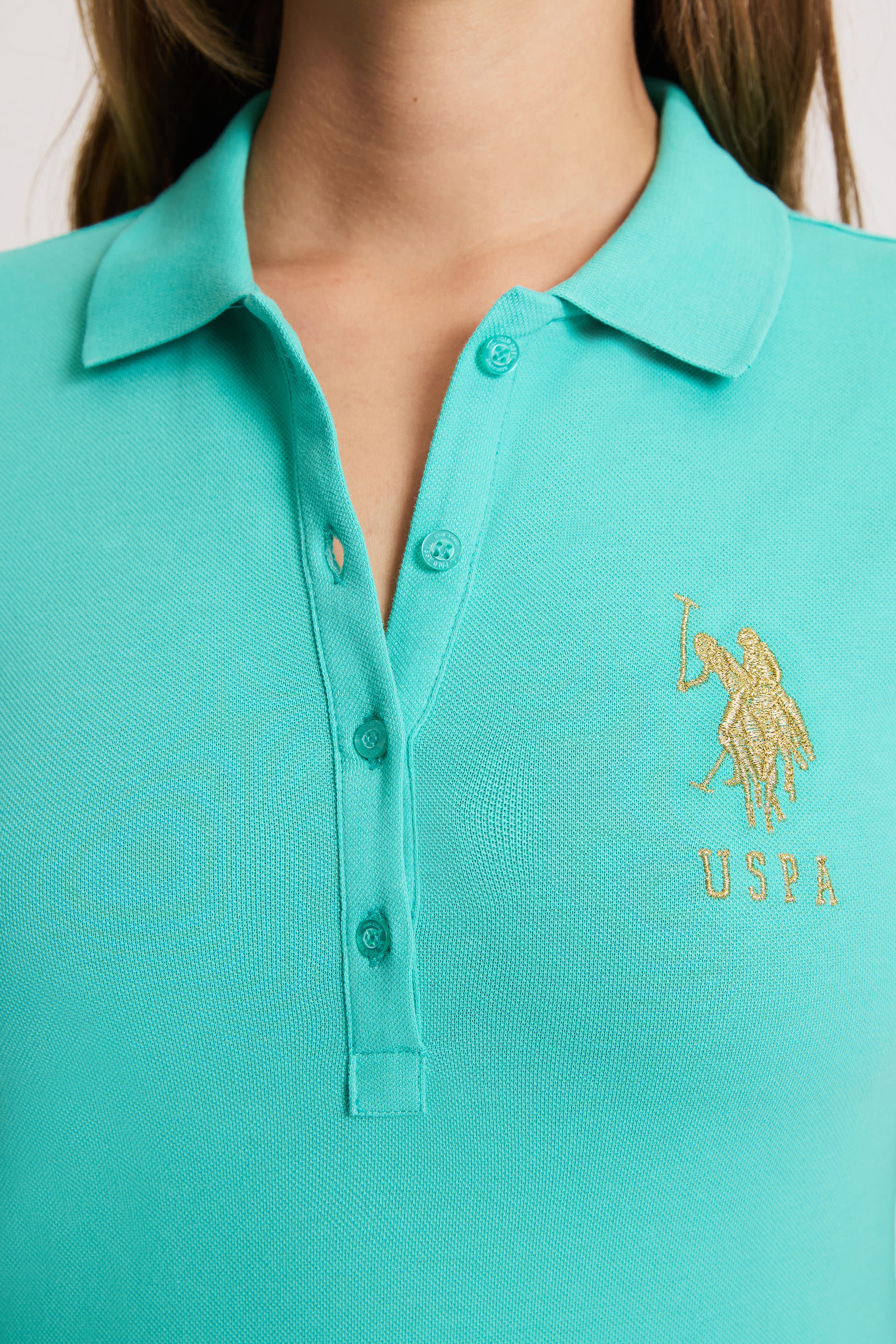 Kadın Mint Polo Yaka Mini Boy Örme Elbise - Image 6