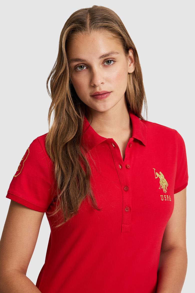 Kadın Kırmızı Polo Yaka Mini Boy Örme Elbise - 50297457042
