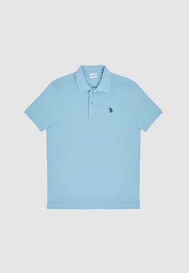 Erkek Slim Fit Polo Yaka Mavi Basic Tişört - 50322347062