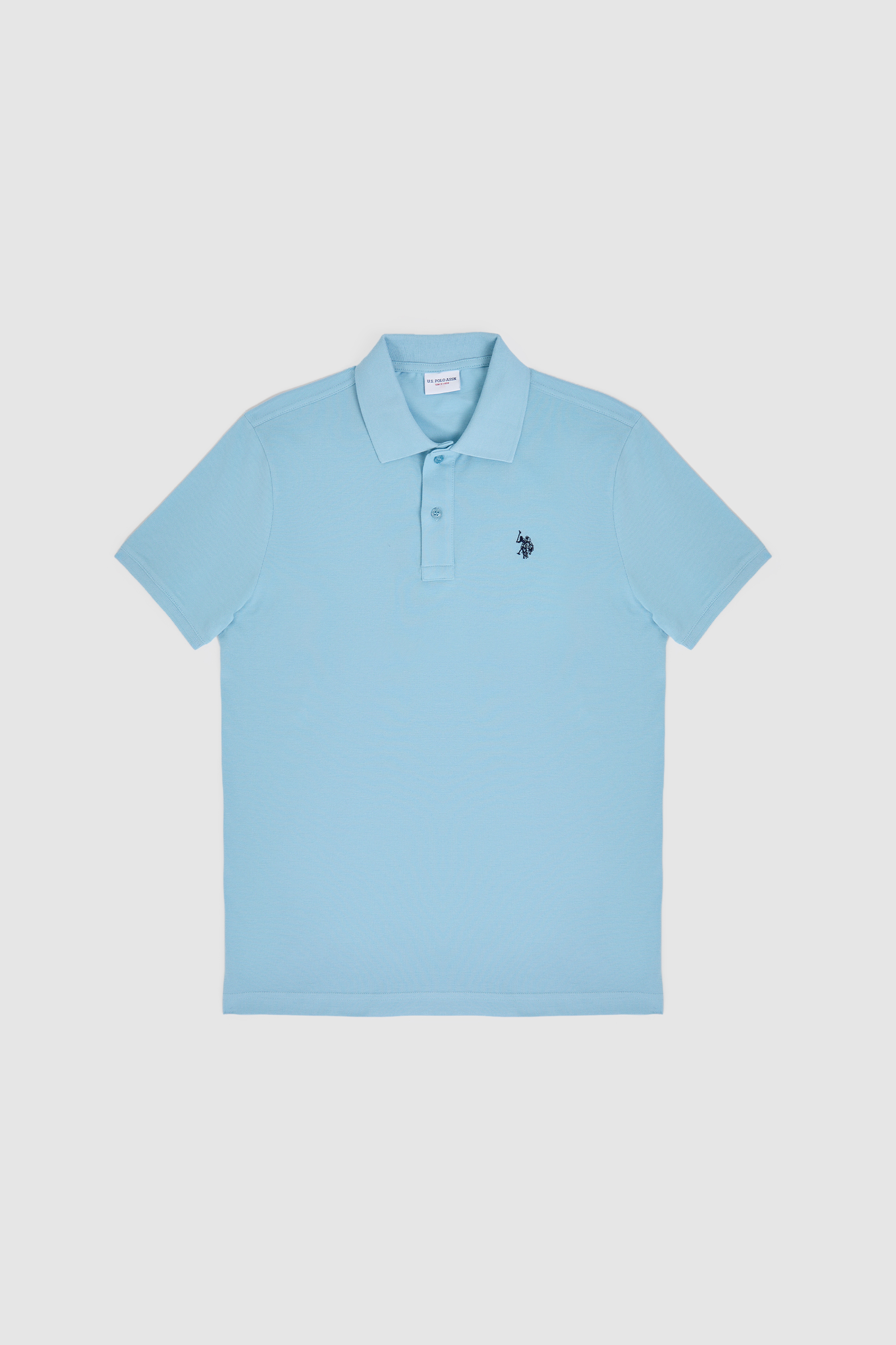 Erkek Slim Fit Polo Yaka Mavi Basic Tişört - Image 6