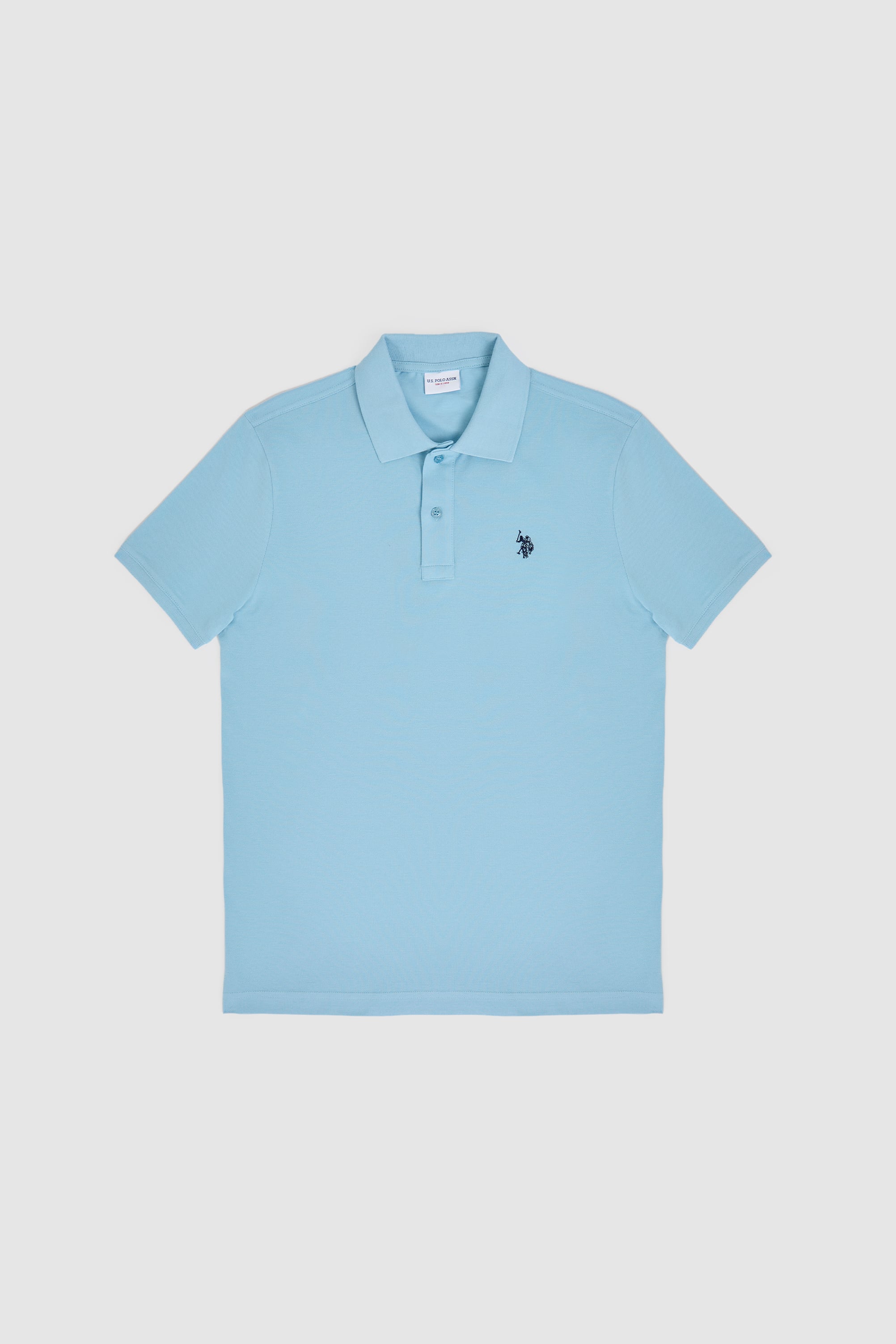 Erkek Slim Fit Polo Yaka Mavi Basic Tişört