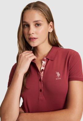 Kadın Vişne Polo Yaka Basic Tişört - 50321798193