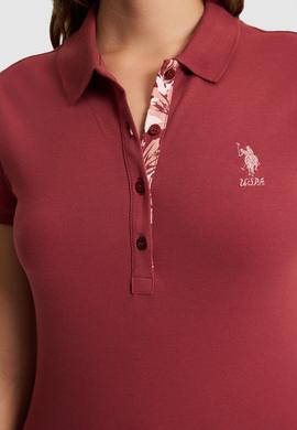 Kadın Vişne Polo Yaka Basic Tişört - 50321798193