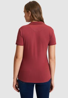 Kadın Vişne Polo Yaka Basic Tişört - 50321798193