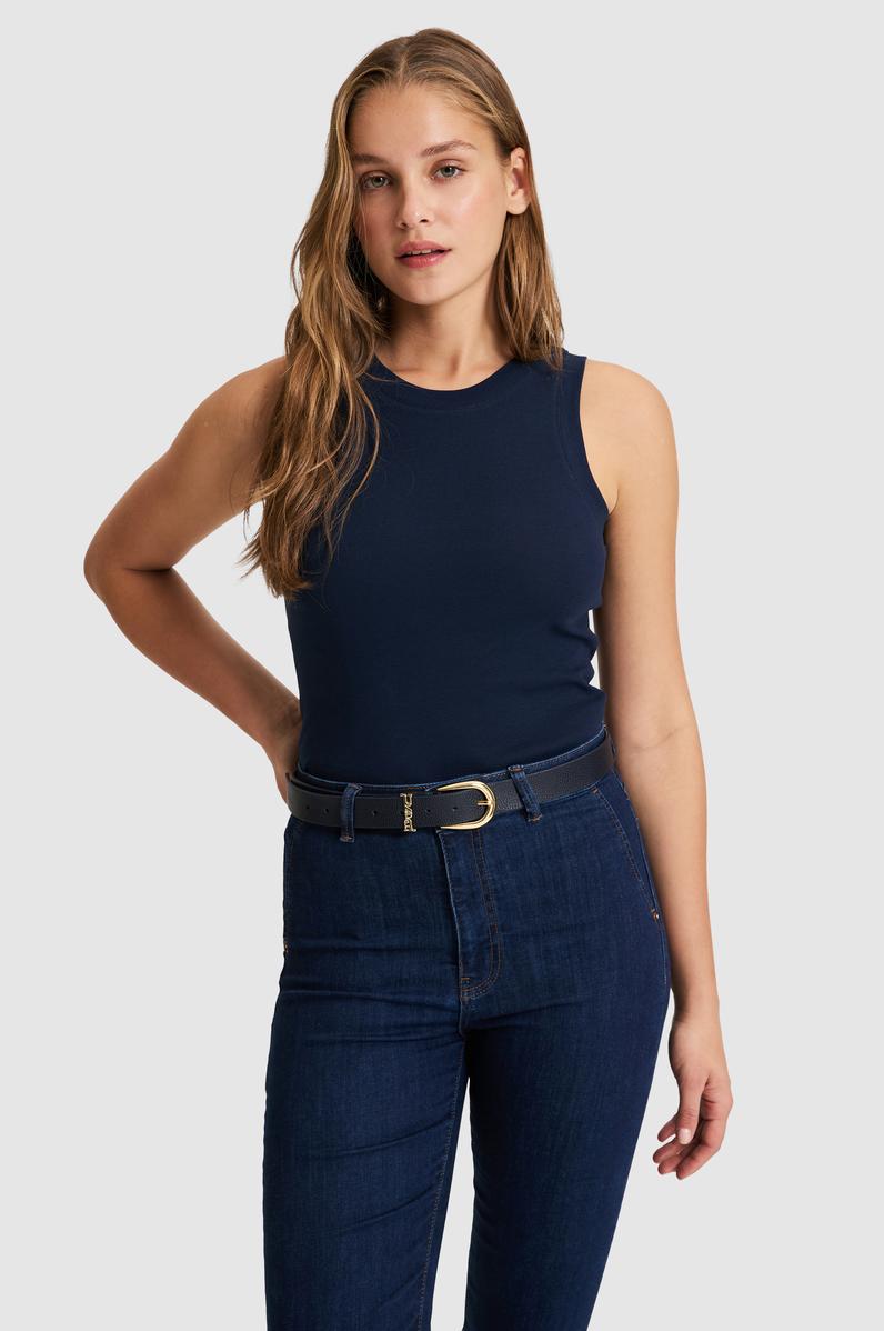 Kadın Lacivert Polo Yaka Basic Tişört