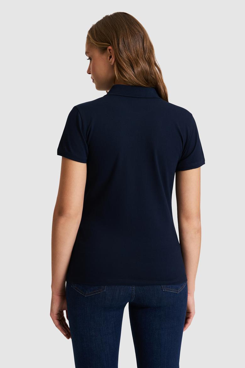 Kadın Lacivert Polo Yaka Basic Tişört - 50321818083