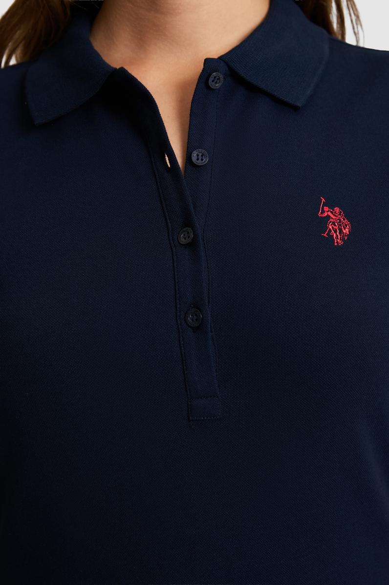 Kadın Lacivert Polo Yaka Basic Tişört