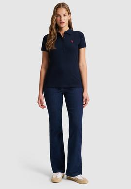 Kadın Lacivert Polo Yaka Basic Tişört - 50321818083