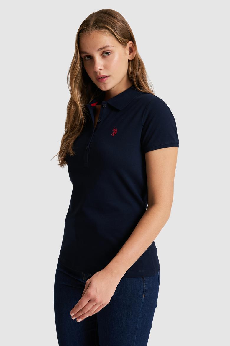 Kadın Lacivert Polo Yaka Basic Tişört - 50321818083