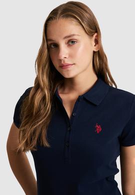 Kadın Lacivert Polo Yaka Basic Tişört - 50321818083