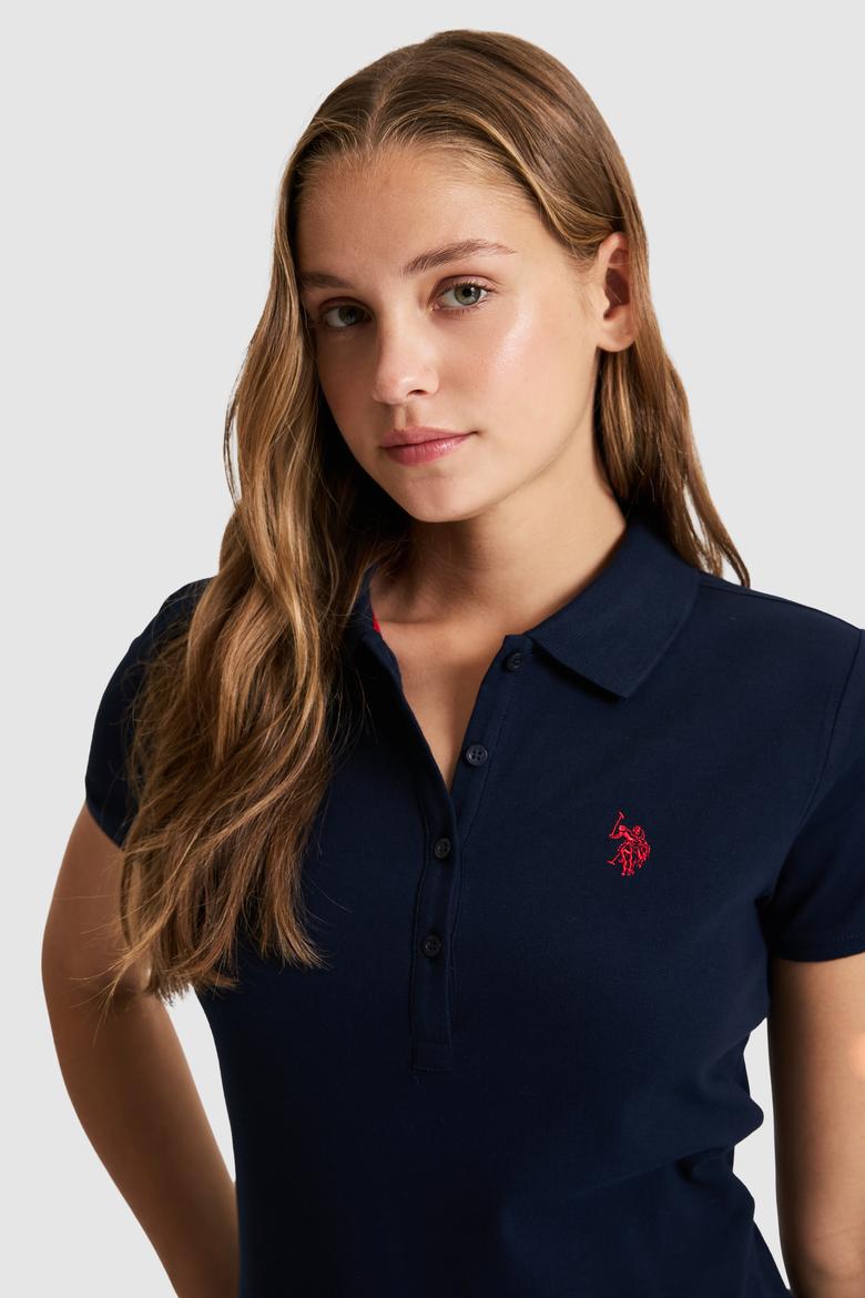 Kadın Lacivert Polo Yaka Basic Tişört - 50321818083