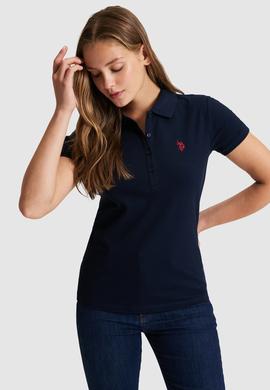 Kadın Lacivert Polo Yaka Basic Tişört - 50321818083