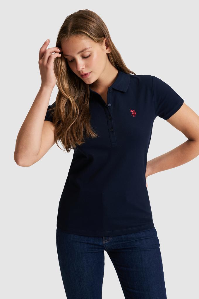 Kadın Lacivert Polo Yaka Basic Tişört