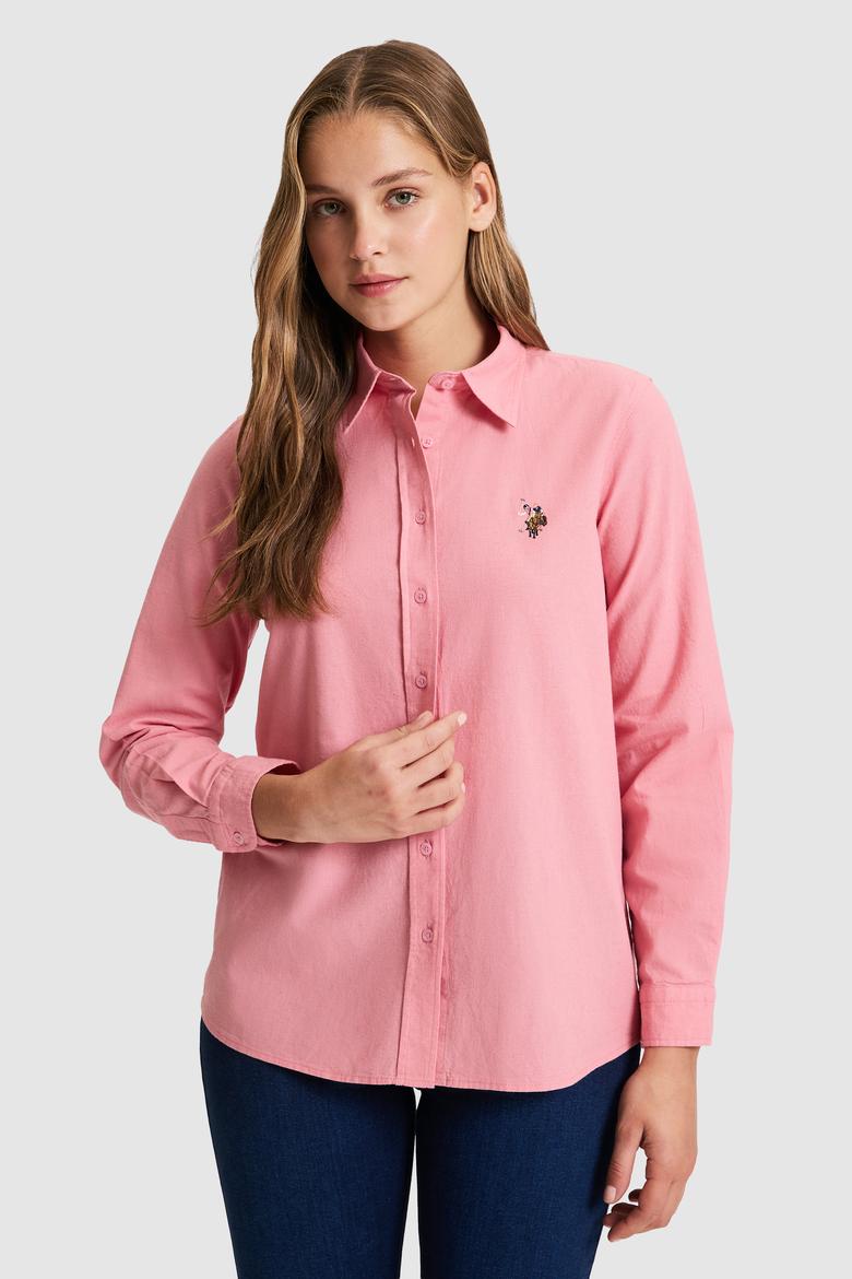 Kadın Pembe Uzun Kollu Basic Gömlek - 50320204050