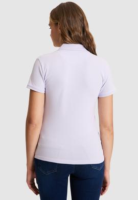 Kadın Lila Polo Yaka Basic Tişört - 50321798093