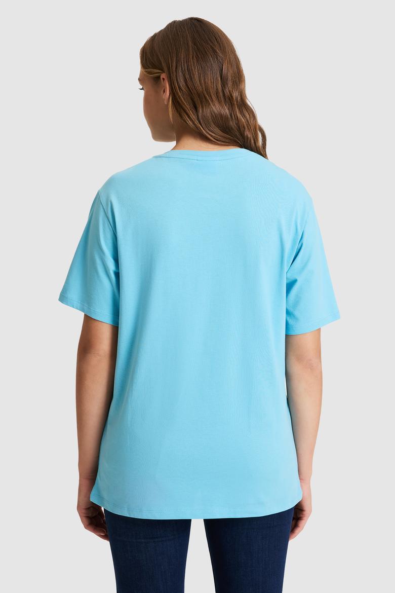 Kadın Aqua Bisiklet Yaka Basic Tişört - 50321690009
